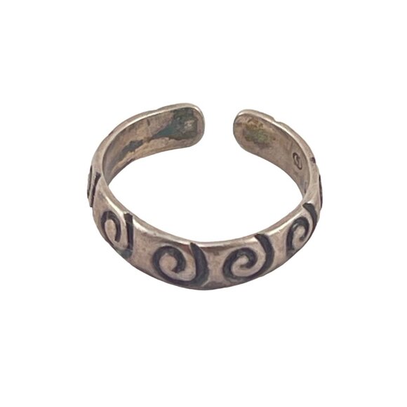 Vintage Sterling Silver Spiral Pattern Adjustable Toe Ring - Picture 2 of 5